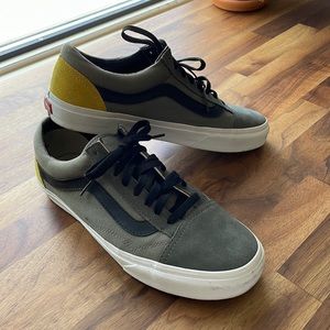 Custom Vans in Army Green canvas, suede with Yellow highlight